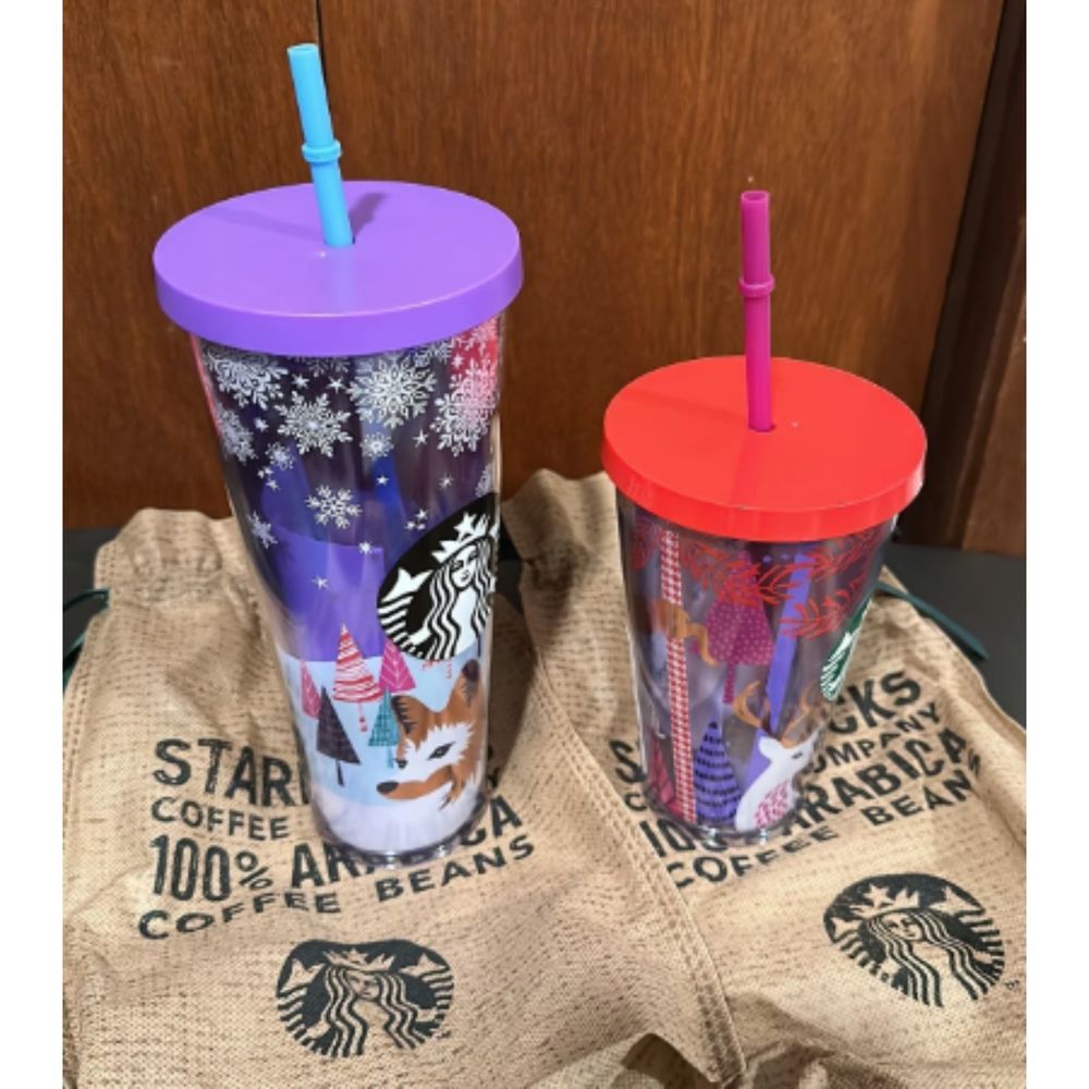 Starbucks 2017 Fox Woodland Venti and Grande Set HTF Acrylic BNWT - Picture 2 of 5